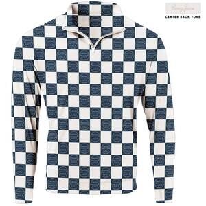 NEW SWINGJUICE men's golf checkerboard quarter zip sweatshirt in navy